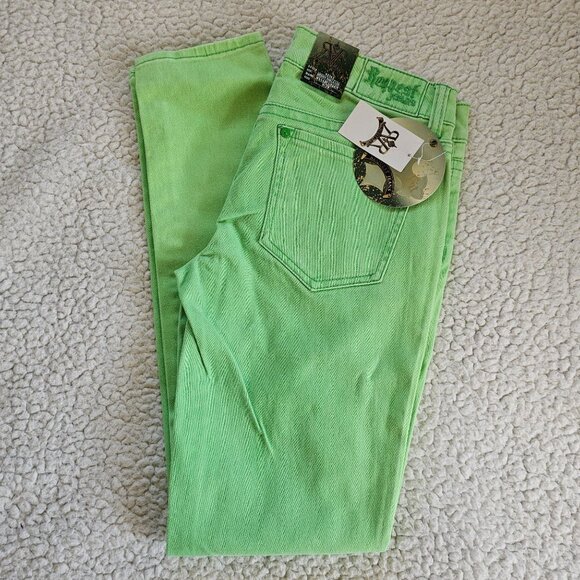 Rogue Jeans Slim Fit Green Denim Pants 9/29 Cotton & Spandex Y2K Retro - Picture 1 of 7